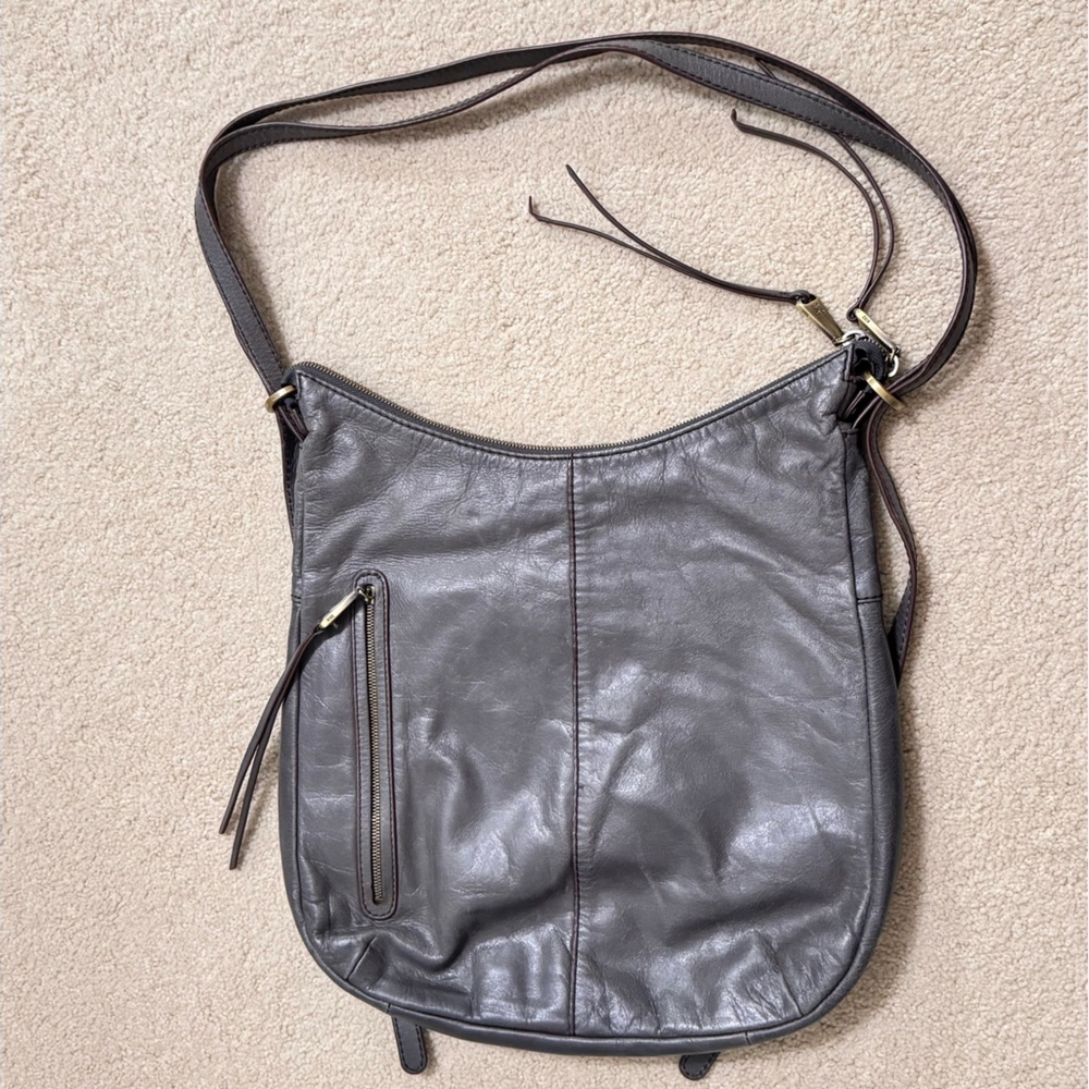 Hobo Merrin Grey Leather Convertible Backpack Crossbody Bag Purse